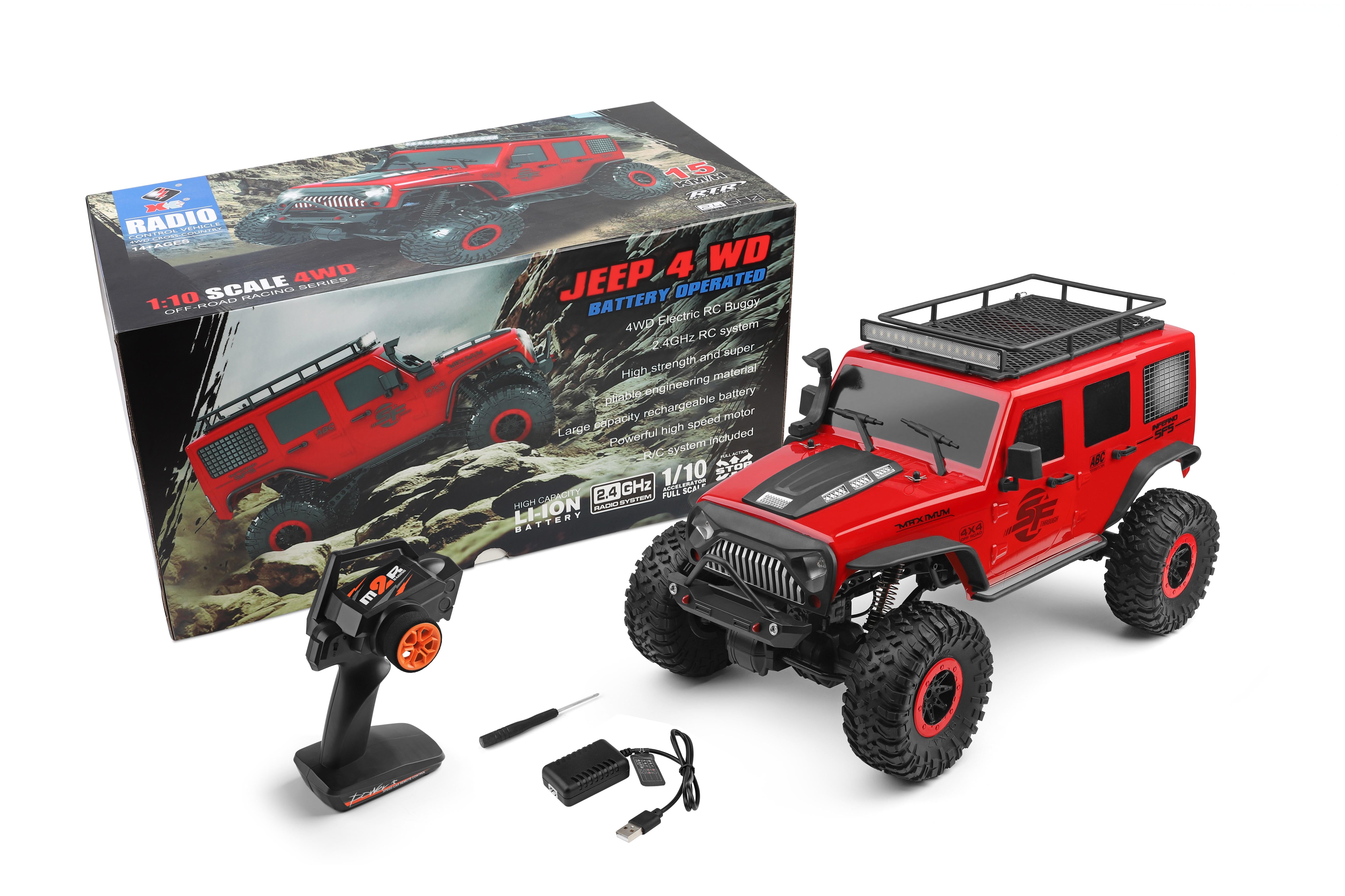 1:10 Scale Rock Crawler RC Car - 4WD Double Motor Off-Road Beast