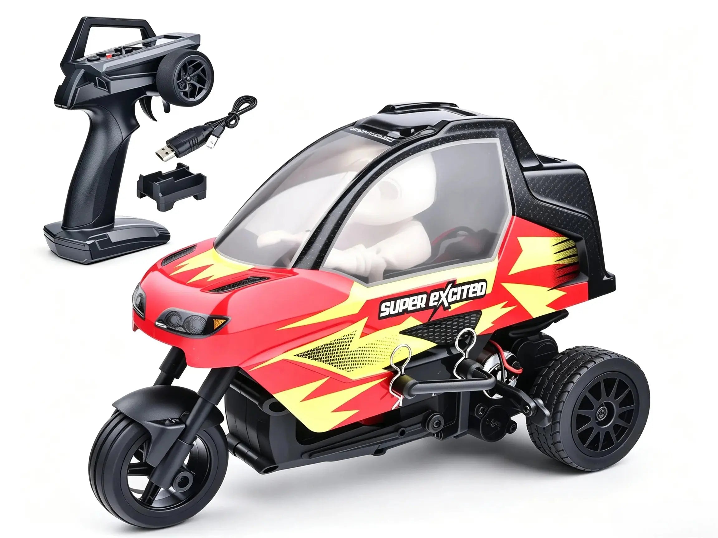 2‑Wheel‑Drive RC Tricycle Stunt Motorcycle, 2.4G Remote Control Drift Bike With LED Lights ZD-pro RC