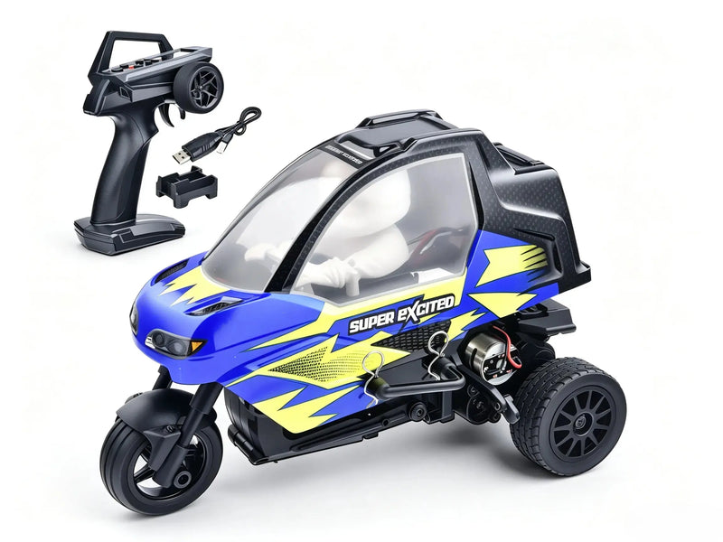 2‑Wheel‑Drive RC Tricycle Stunt Motorcycle, 2.4G Remote Control Drift Bike With LED Lights ZD-pro RC