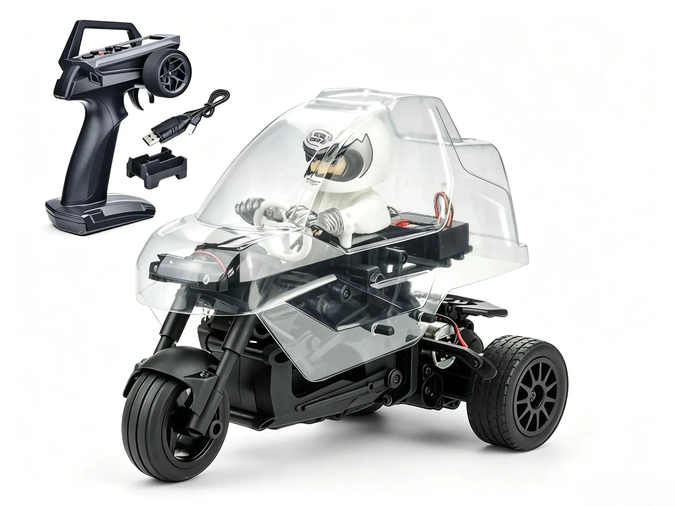 2‑Wheel‑Drive RC Tricycle Stunt Motorcycle, 2.4G Remote Control Drift Bike With LED Lights ZD-pro RC