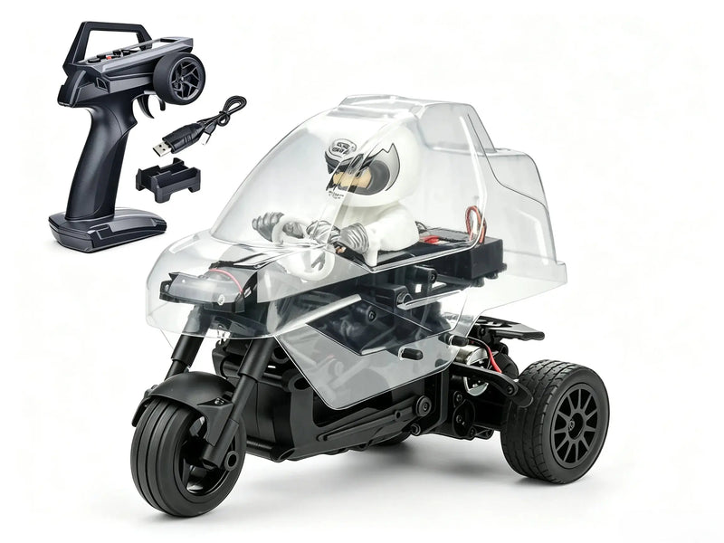 2‑Wheel‑Drive RC Tricycle Stunt Motorcycle, 2.4G Remote Control Drift Bike With LED Lights ZD-pro RC
