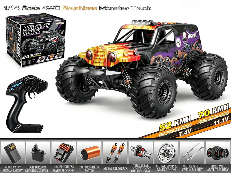 1:14 4WD Monster Truck Brushless & Brushed Versions ZD-pro RC