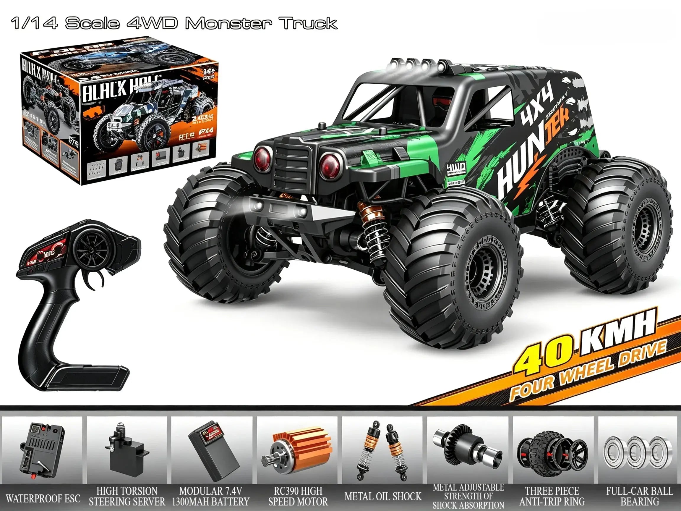 1:14 4WD Monster Truck Brushless & Brushed Versions ZD-pro RC