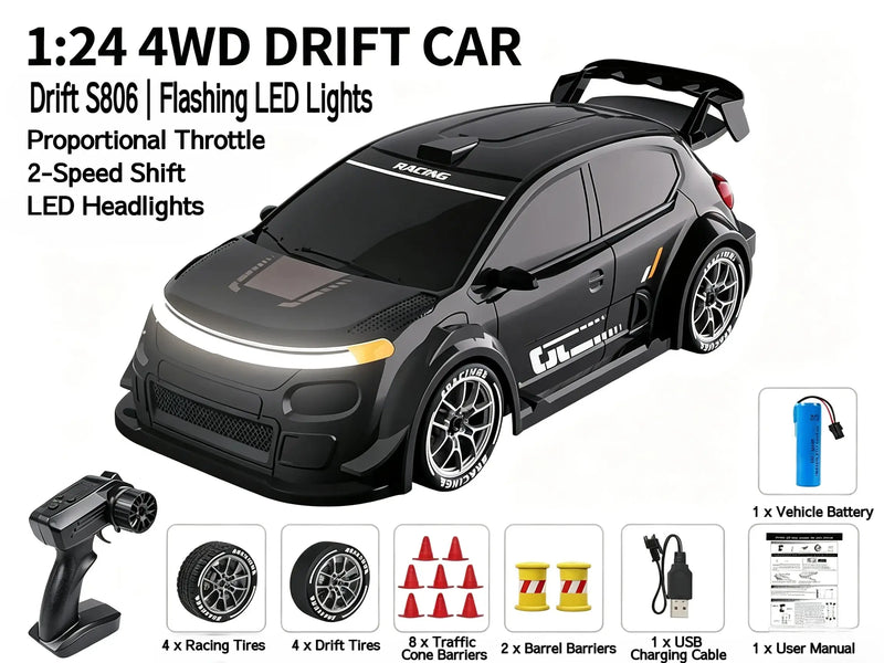 4WD RC Drift Rally Car 1:24 2.4GHz Remote Control Car ZD-pro RC