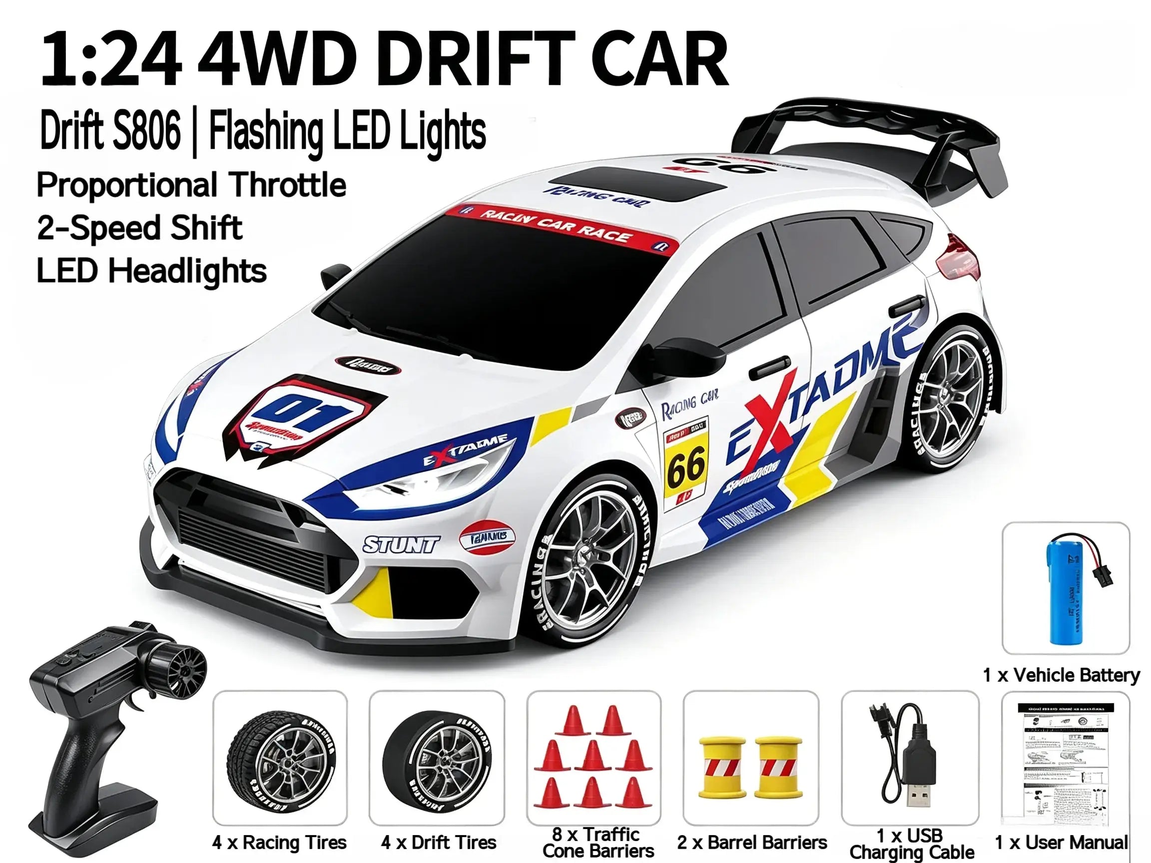 4WD RC Drift Rally Car 1:24 2.4GHz Remote Control Car ZD-pro RC