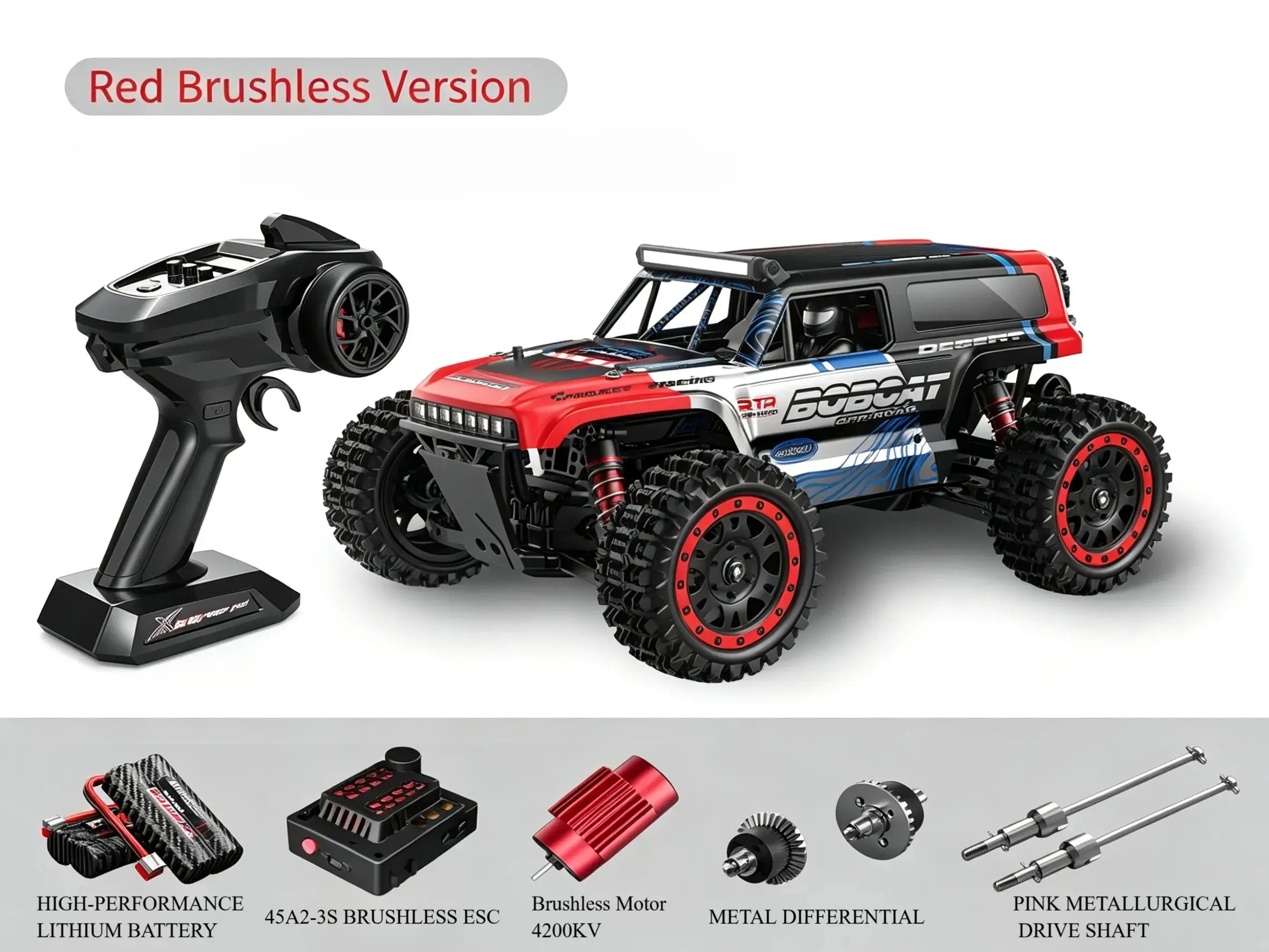 4WD RC Off-Road Truck with LED Lights, Brushed & Brushless Versions ZD-pro RC