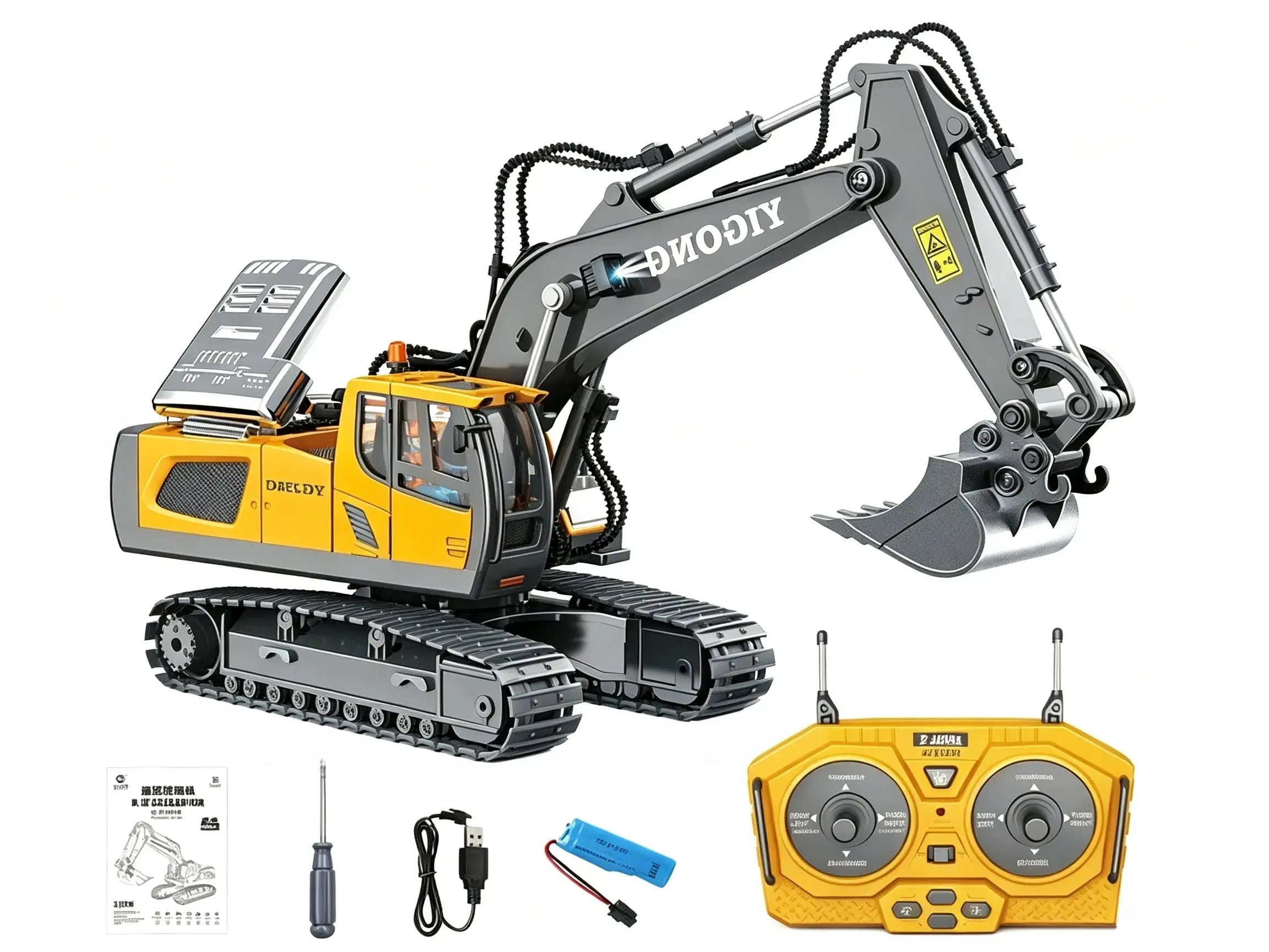 Alloy Remote Control Excavator,11 Channel 1:20 RC Construction Vehicle with Light & Sound ZD-pro RC