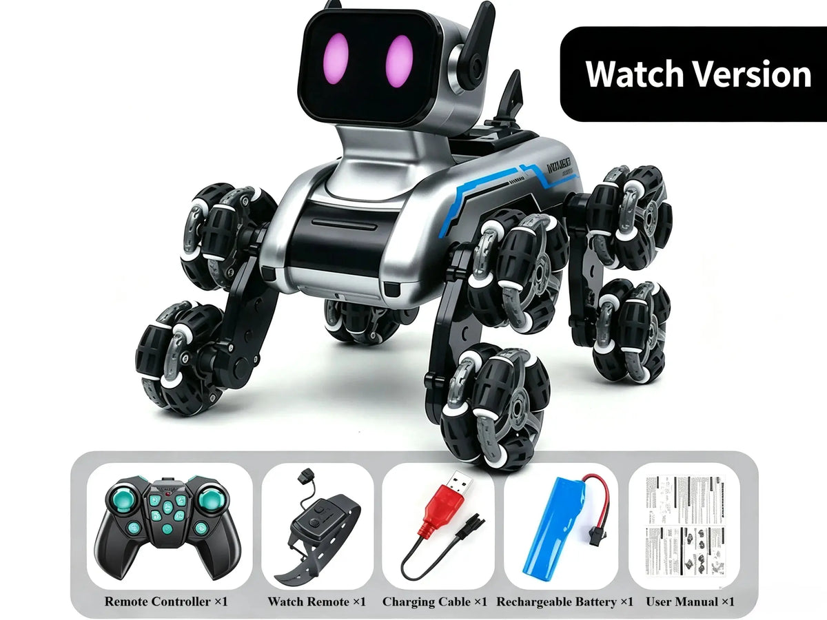 Deformable RC Robot Dog, 8-Wheel Stunt Toy with Handle & Gesture Watch Remote ZD-pro RC