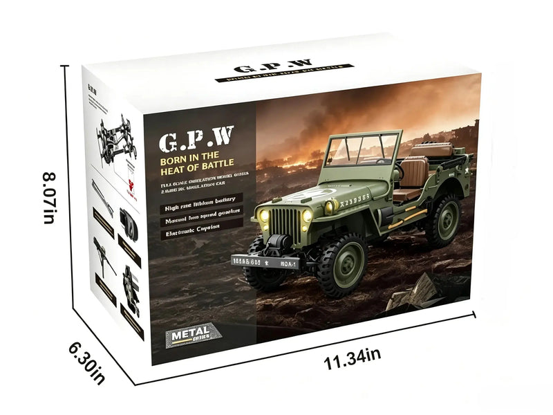 1/14 RC Military Off‑Road Jeep, Factory‑Equipped High‑Torsion Winch & Realistic Military Accessories ZD-pro RC