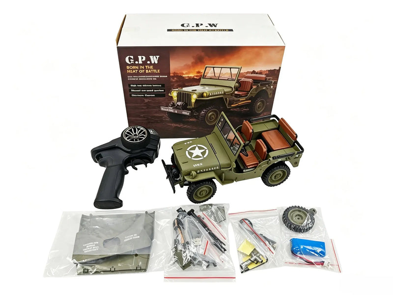 1/14 RC Military Off‑Road Jeep, Factory‑Equipped High‑Torsion Winch & Realistic Military Accessories ZD-pro RC