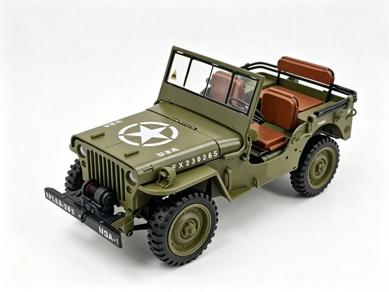 1/14 RC Military Off‑Road Jeep, Factory‑Equipped High‑Torsion Winch & Realistic Military Accessories ZD-pro RC