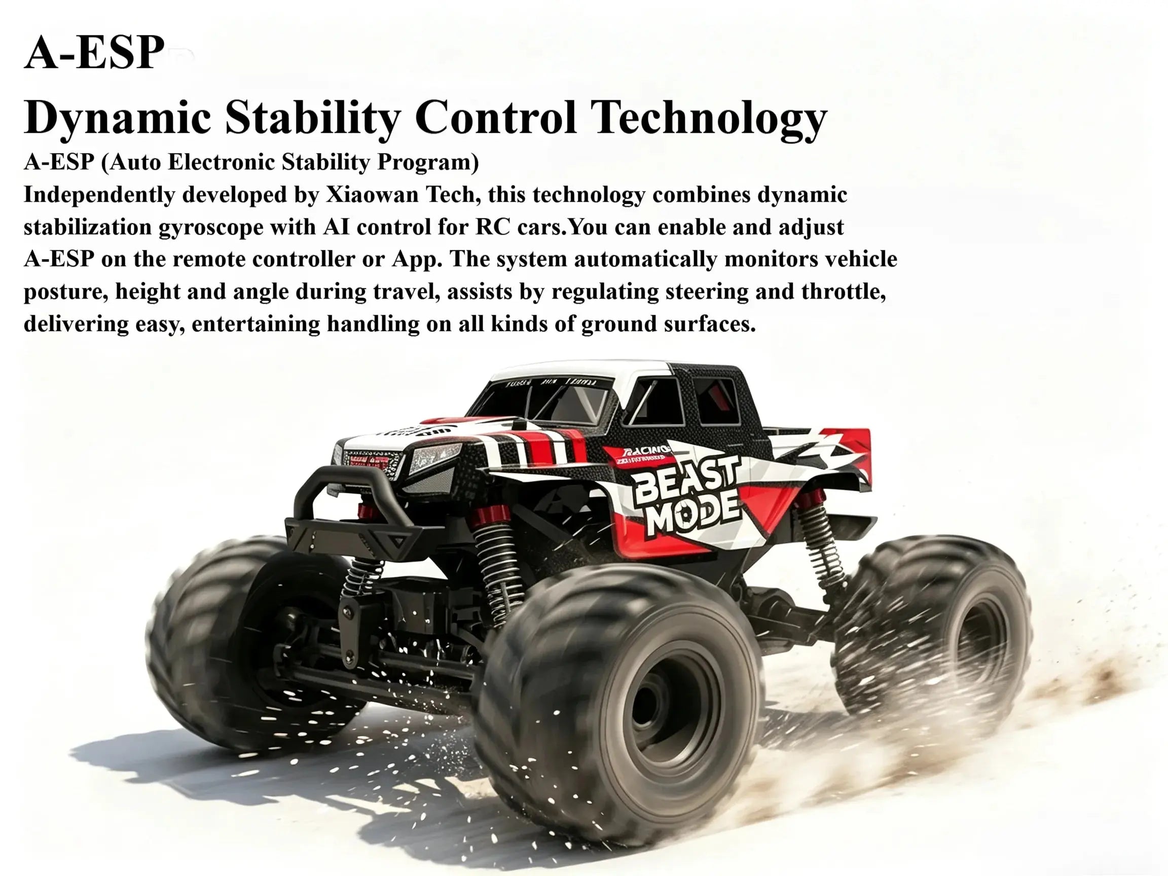 AI Voice Control RC Stunt Monster Truck, 4WD High Speed Off Road Car ZD-pro RC