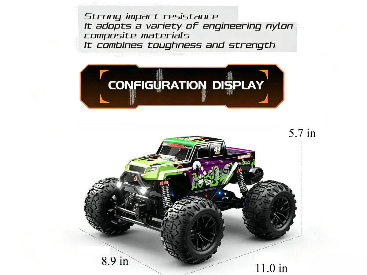 1:18 4WD RC Monster Truck, All-Terrain Off-Road Vehicle ZD-pro RC