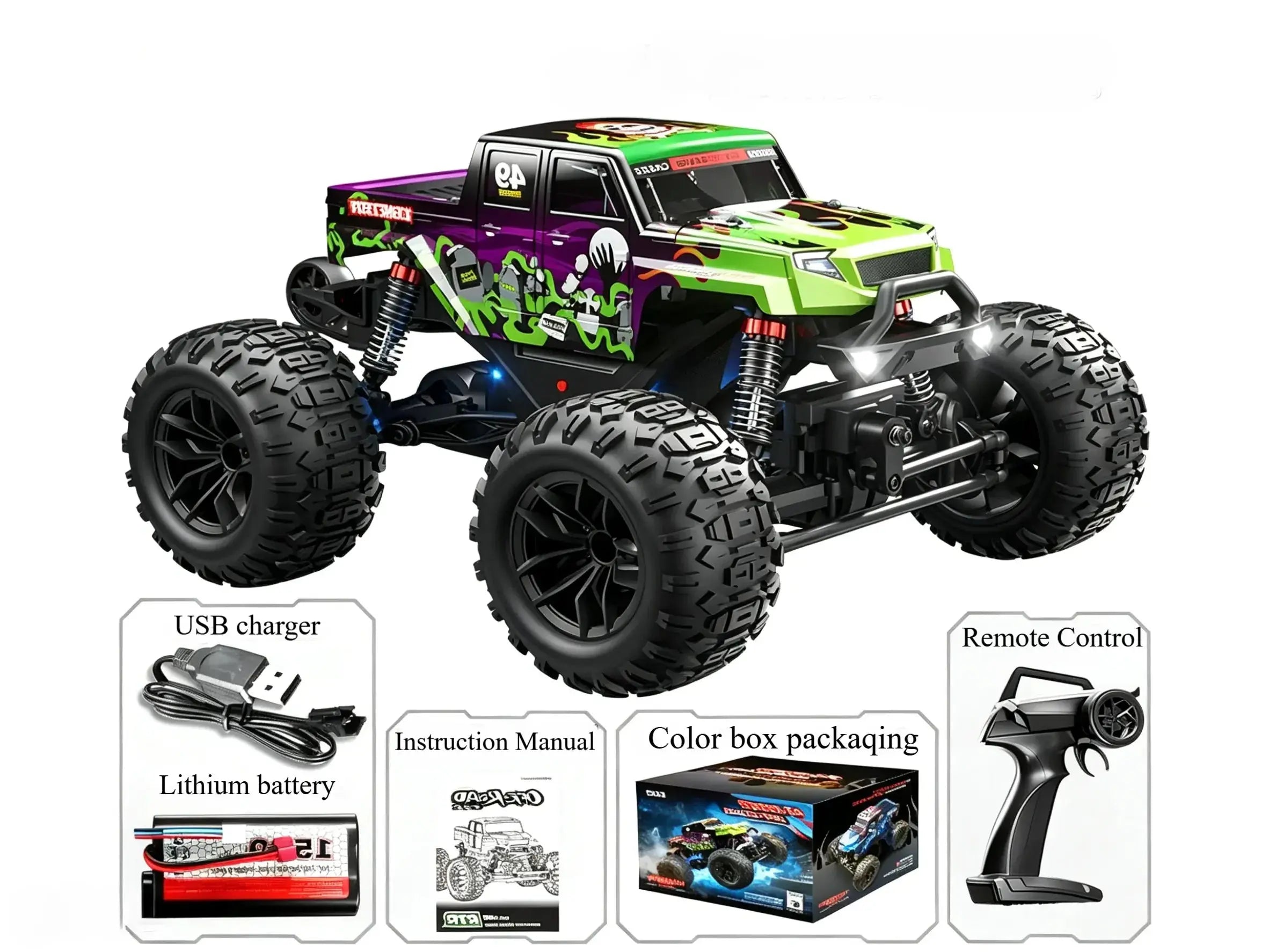 1:18 4WD RC Monster Truck, All-Terrain Off-Road Vehicle - ZD-pro RC