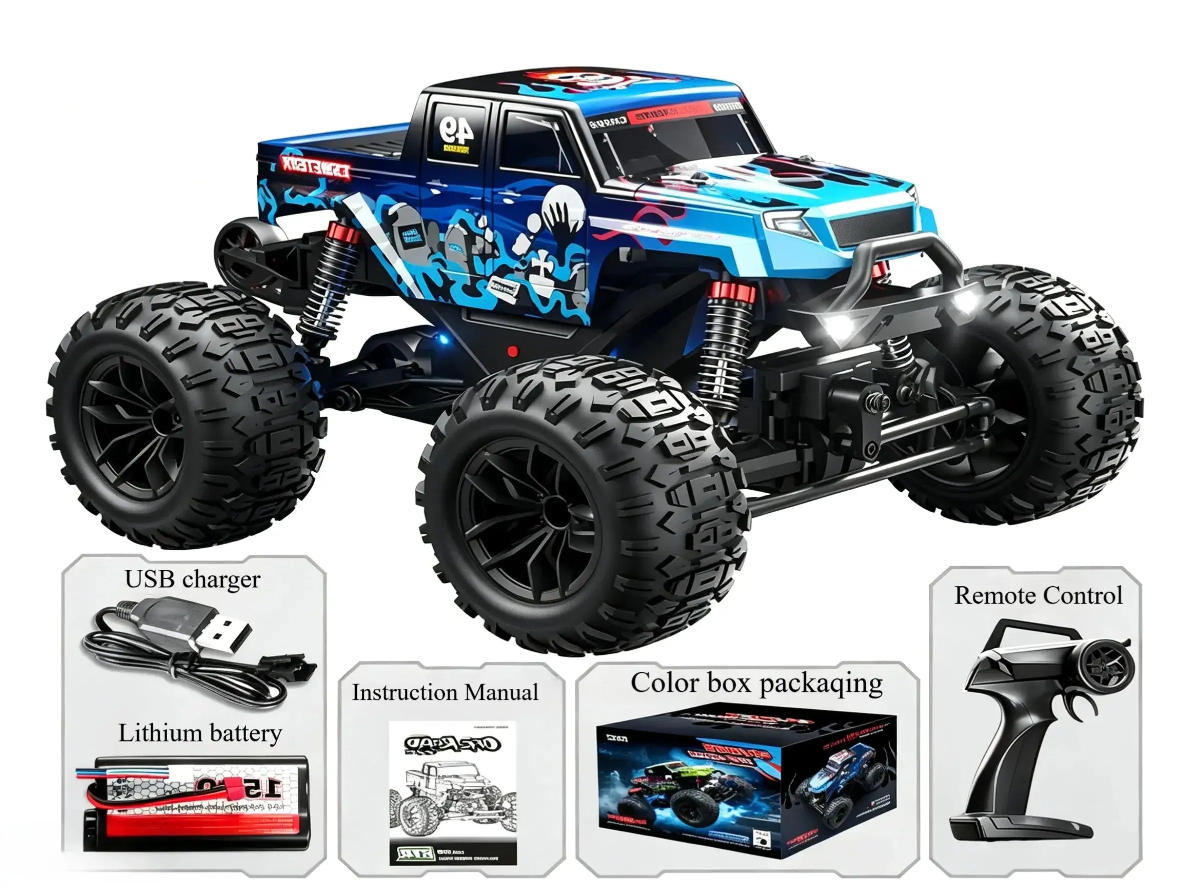 TRAIL STOMPER 4WD ラジコン 1:18 4WD RC Monster Truck, All-Terrain Off-Road Vehicle - ZD-pro RC