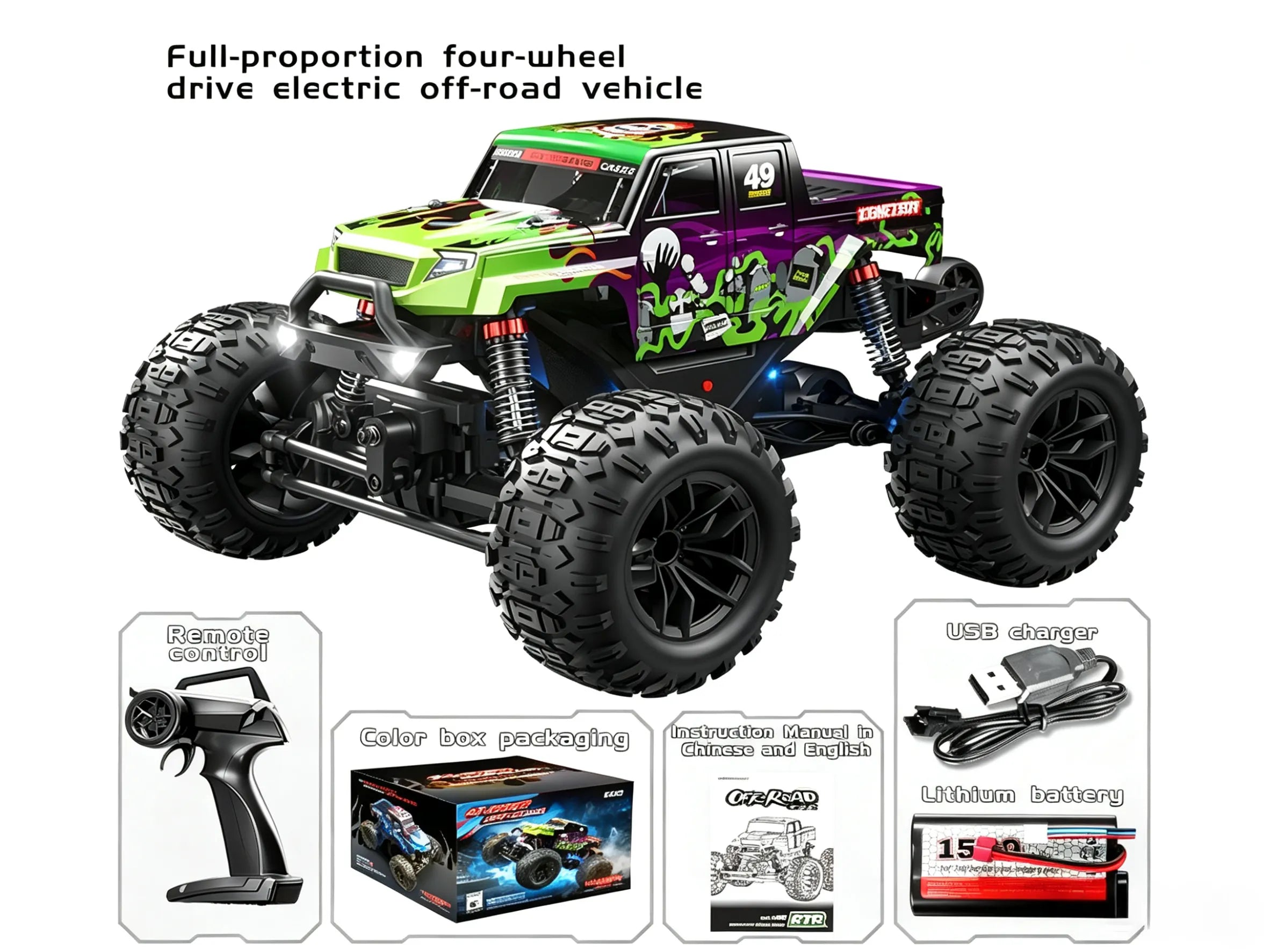All Terrain Off-Road RC Monster Truck 1:18 4WD Tough Climbing ZD-pro RC