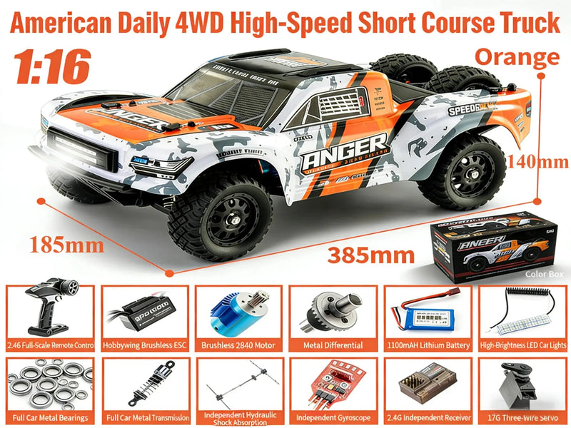 1:16 4WD Brushless Drag Racing RC Trucks ZD-pro RC