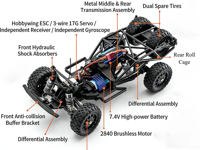 1:16 4WD Brushless Drag Racing RC Trucks ZD-pro RC