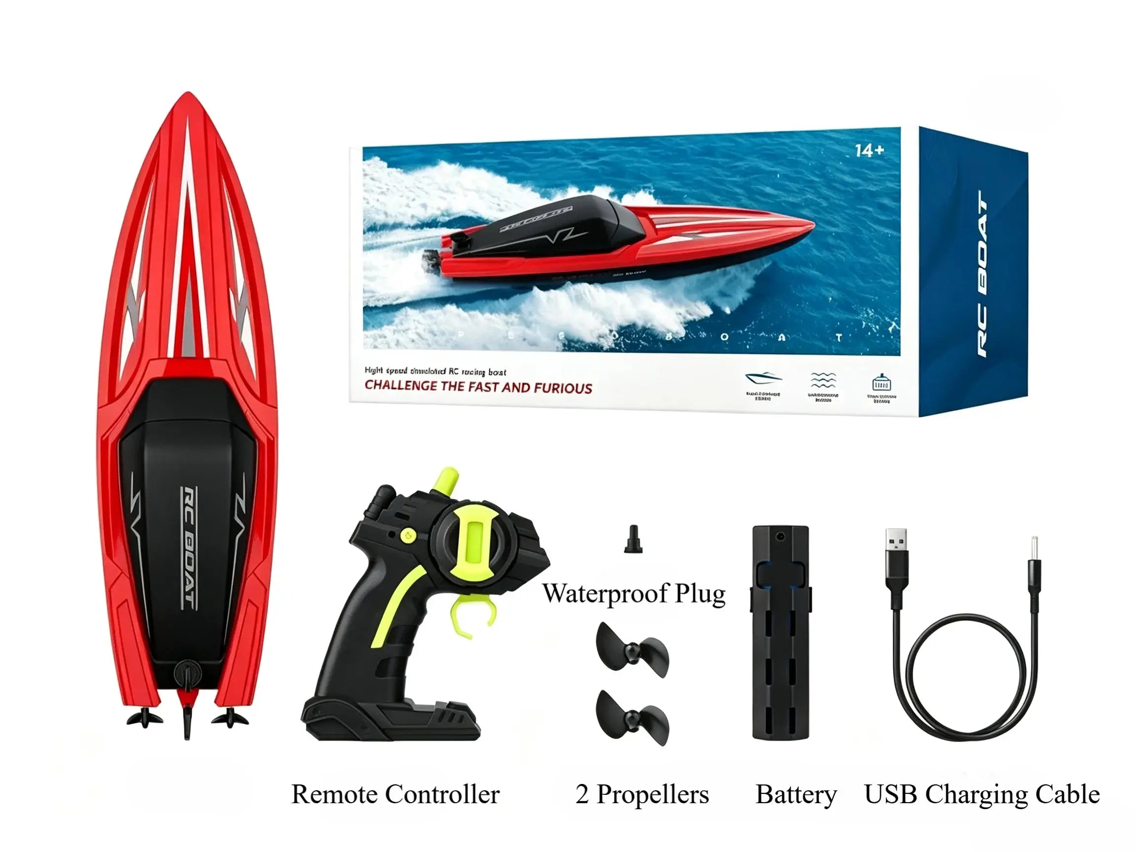 High Speed RC Boats, 80m 2.4G Remote Control Racing Boat ZD-pro RC