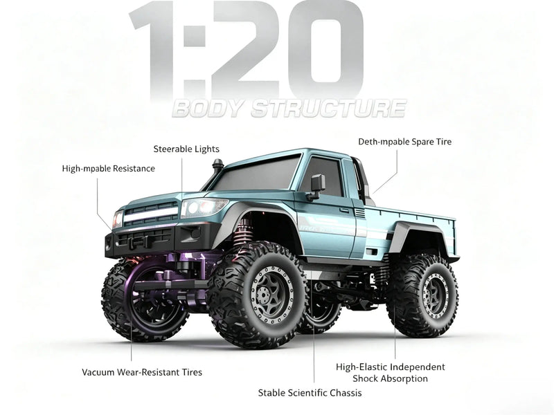 4WD RC Crawler 1:20 Scale Off-Road Truck with LED Lights ZD-pro RC
