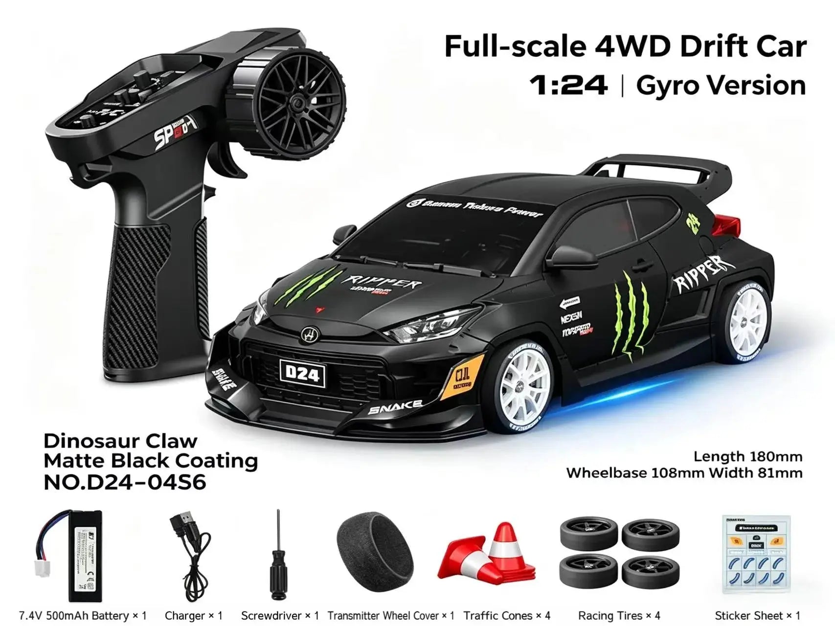 1:24 4WD RC Drift Cars with Gyro ZD-pro RC