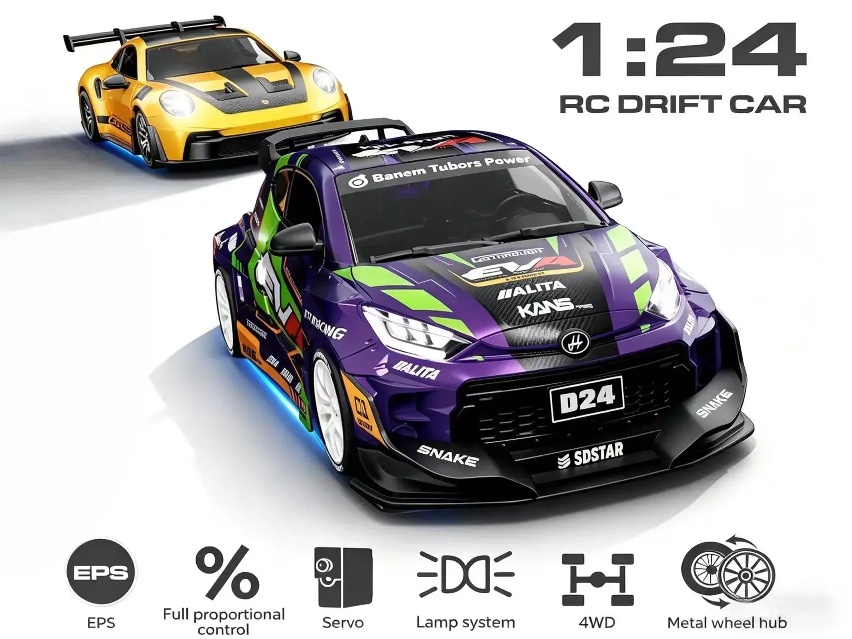 1:24 4WD RC Drift Cars with Gyro ZD-pro RC